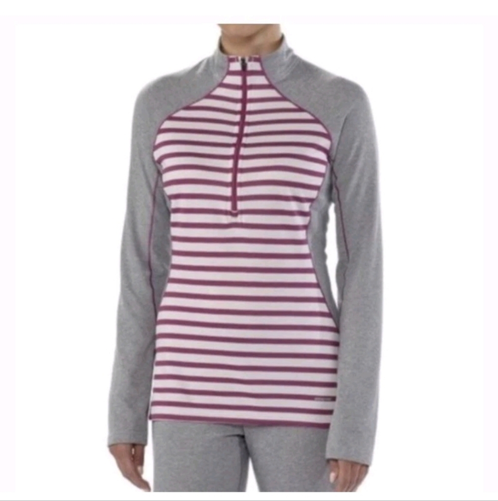 Patagonia Capilene Half Zip Striped Pullover Long Sleeve Activewear Top Size XL